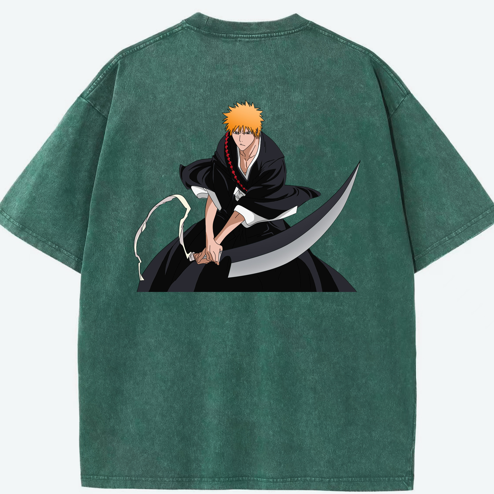 （画像用） ブリーチ 黒崎一護（くろさき いちご）BLEACH Kurosaki Ichigo 綿100% ヴィンテージ風 半袖Tシャツ（背面プリント）